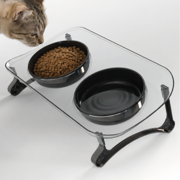 Kedi Mama Kabı, Kedi Köpek Mama ve Su Kabı, Çift Kaseli 15° Eğimli Yükseltilmiş Mama Kabı 