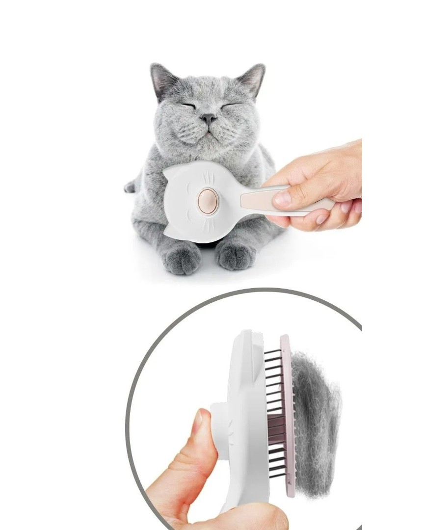 Kedi Köpek Tarağı – Otomatik Temizlenen Düğmeli Evcil Hayvan Tarağı, Masaj Etkili Yumuşak Tarama Fırçası, Kolay Temizlenen Pratik Kedi Tarak Fırçası (GRİ) ATAPET