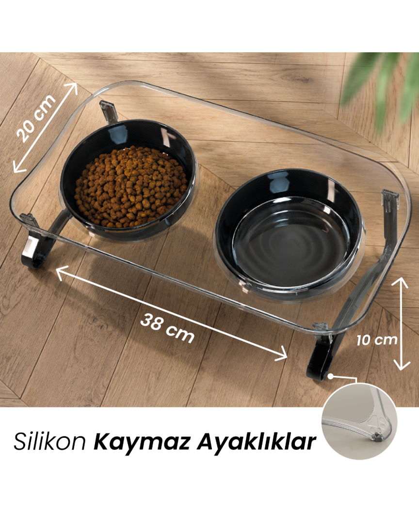 Kedi Mama Kabı, Kedi Köpek Mama ve Su Kabı, Çift Kaseli 15° Eğimli Yükseltilmiş Mama Kabı Kedi Mama Kabı, Kedi Köpek Mama ve Su Kabı, Çift Kaseli 15° Eğimli Yükseltilmiş Mama Kabı