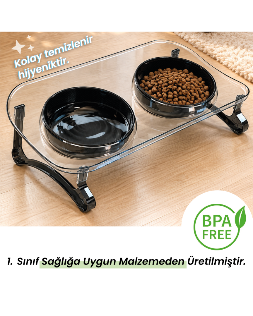 Kedi Mama Kabı, Kedi Köpek Mama ve Su Kabı, Çift Kaseli 15° Eğimli Yükseltilmiş Mama Kabı Kedi Mama Kabı, Kedi Köpek Mama ve Su Kabı, Çift Kaseli 15° Eğimli Yükseltilmiş Mama Kabı
