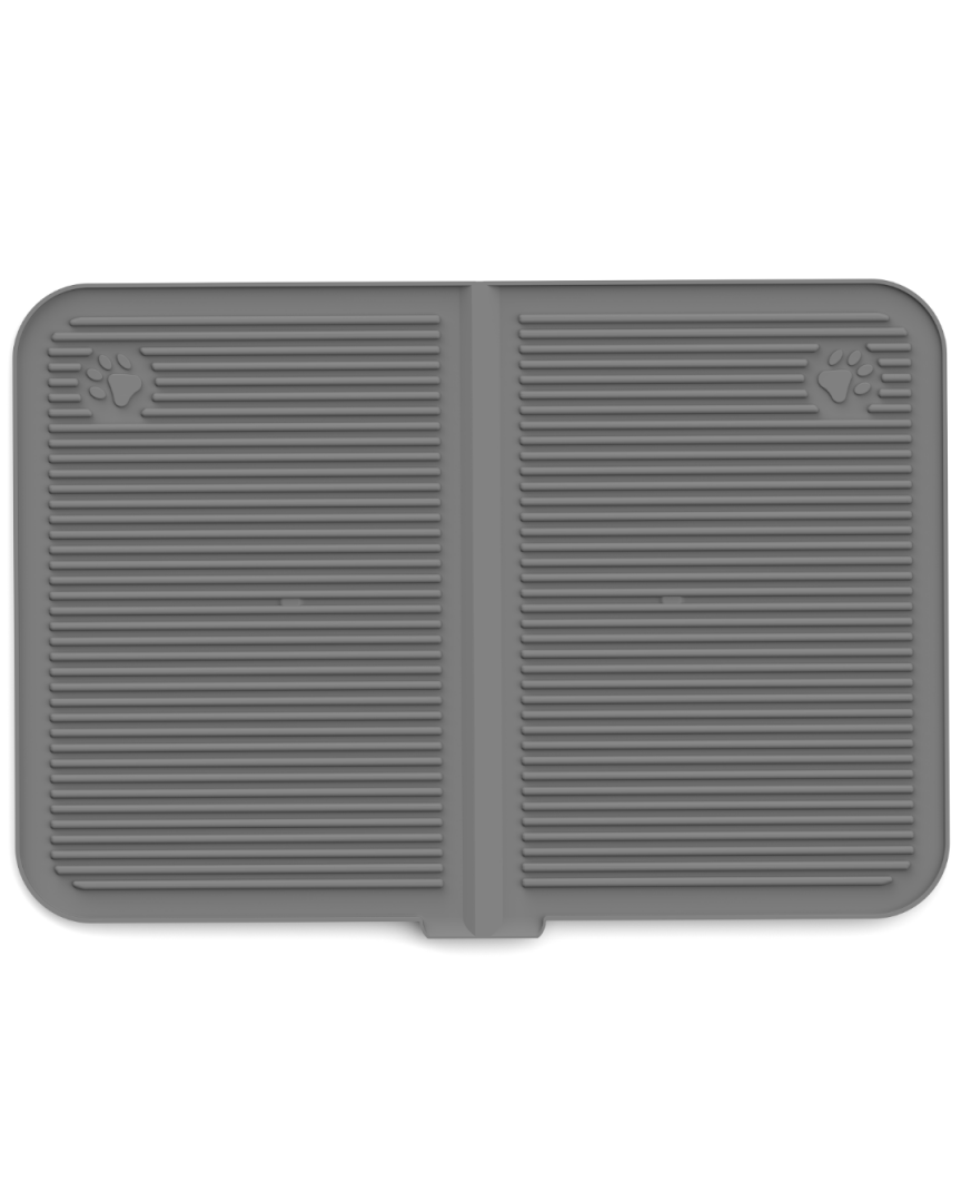 Silikon Kum Ve Mama Matı Havuzlu Yıkanabilir Kedi Tuvaleti Önü Kedi Kumu Paspası Büyük Boy 40x60 ( Antrasit )