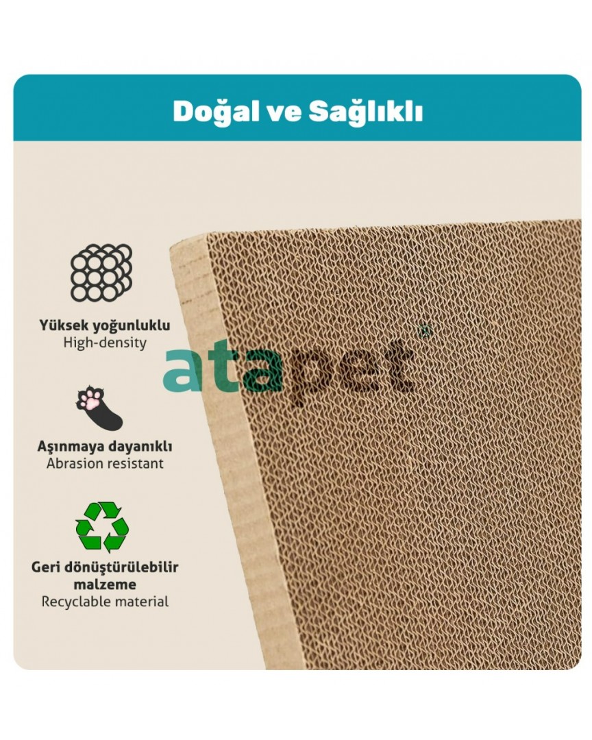 Karton Kedi Tırmalama ve Dinlenme Evi – Karton Kedi Tırmalama, Dayanıklı Yapılı Karton Kedi Tırmalama Evi, XL Boy Karton Kedi Evi, Büyük ve Uzun Kedilere Uygun Karton Kedi Evleri Modeli ATAPET