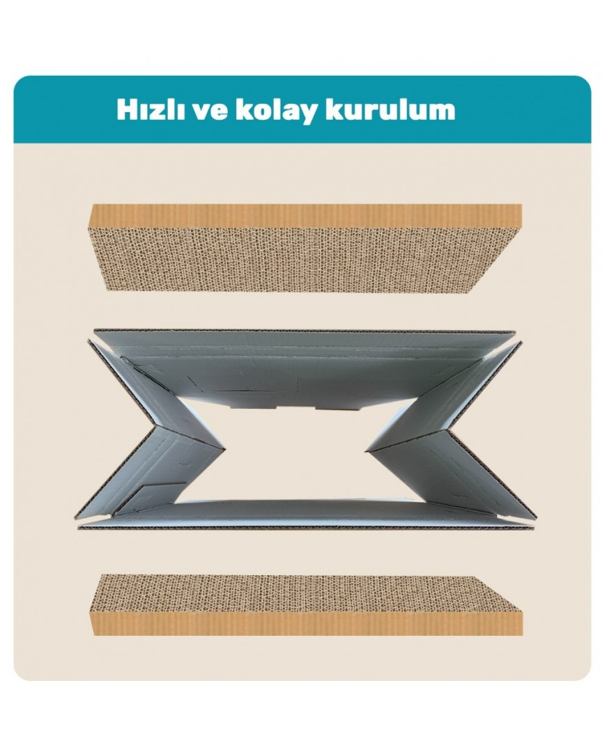 Karton Kedi Tırmalama ve Dinlenme Evi – Karton Kedi Tırmalama, Dayanıklı Yapılı Karton Kedi Tırmalama Evi, XL Boy Karton Kedi Evi, Büyük ve Uzun Kedilere Uygun Karton Kedi Evleri Modeli ATAPET