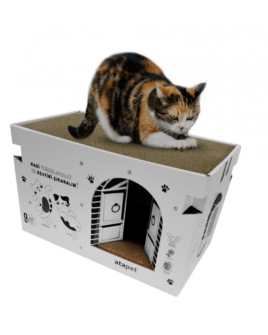 Karton Kedi Tırmalama ve Dinlenme Evi 