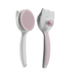 Otomatik Temizlenen Düğmeli Evcil Hayvan Tarağı  (Pembe)