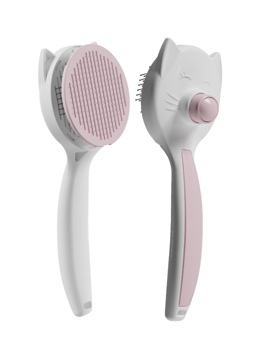 Kedi Köpek Tarağı – Otomatik Temizlenen Düğmeli Evcil Hayvan Tarağı, Masaj Etkili Yumuşak Tarama Fırçası, Kolay Temizlenen Pratik Kedi Tarak Fırçası (PEMBE) ATAPET