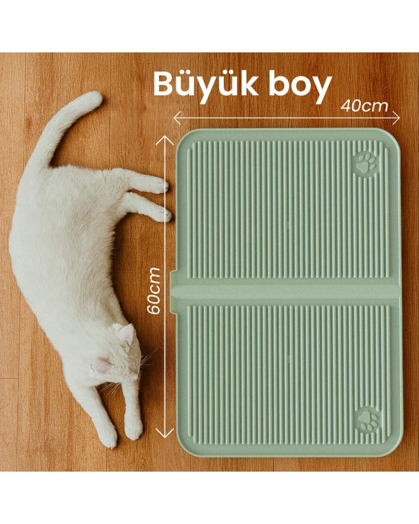 Silikon Kedi Kumu Paspası Yeşil  Yıkanabilir Kedi Tuvaleti Matı 40x60  Kedi Mama Matı