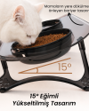 Kedi Mama Kabı, Kedi Köpek Mama ve Su Kabı, Çift Kaseli 15° Eğimli Yükseltilmiş Mama Kabı