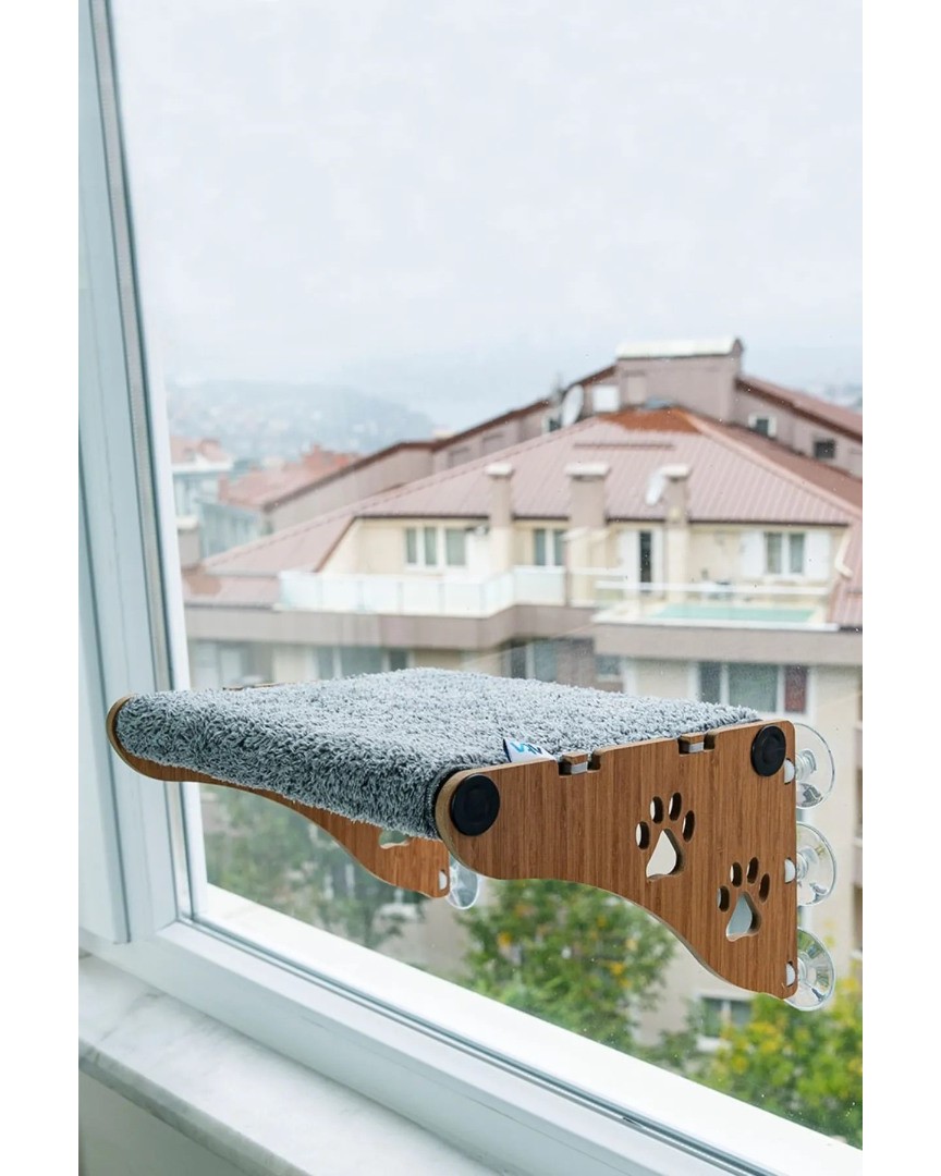 Ahşap Cama Yapışan Kedi Yatağı- Standart Boy Ahşap Cama Yapışan Kedi Yatağı- Standart Boy