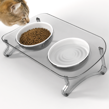 Kedi Mama Kabı, Kedi Köpek Mama ve Su Kabı, Çift Kaseli 15° Eğimli Yükseltilmiş Mama Kabı