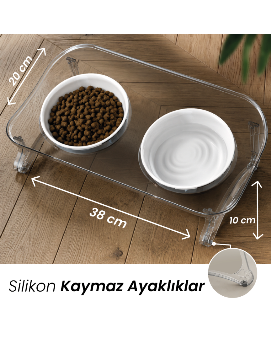 Kedi Mama Kabı, Kedi Köpek Mama ve Su Kabı, Çift Kaseli 15° Eğimli Yükseltilmiş Mama Kabı Kedi Mama Kabı, Kedi Köpek Mama ve Su Kabı, Çift Kaseli 15° Eğimli Yükseltilmiş Mama Kabı