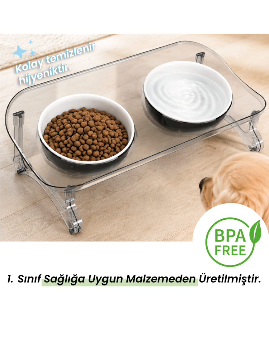 Kedi Mama Kabı, Kedi Köpek Mama ve Su Kabı, Çift Kaseli 15° Eğimli Yükseltilmiş Mama Kabı Kedi Mama Kabı, Kedi Köpek Mama ve Su Kabı, Çift Kaseli 15° Eğimli Yükseltilmiş Mama Kabı