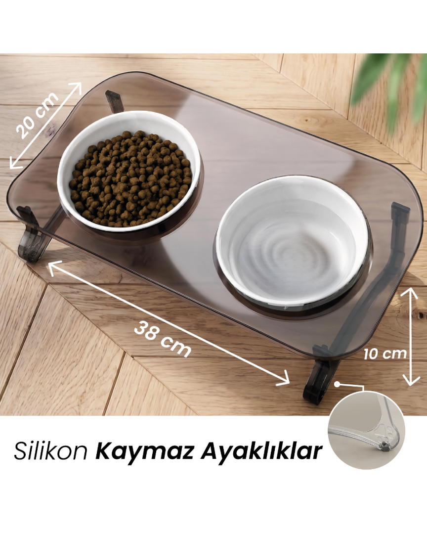Kedi Mama Kabı, Kedi Köpek Mama ve Su Kabı, Çift Kaseli 15° Eğimli Yükseltilmiş Mama Kabı Kedi Mama Kabı, Kedi Köpek Mama ve Su Kabı, Çift Kaseli 15° Eğimli Yükseltilmiş Mama Kabı