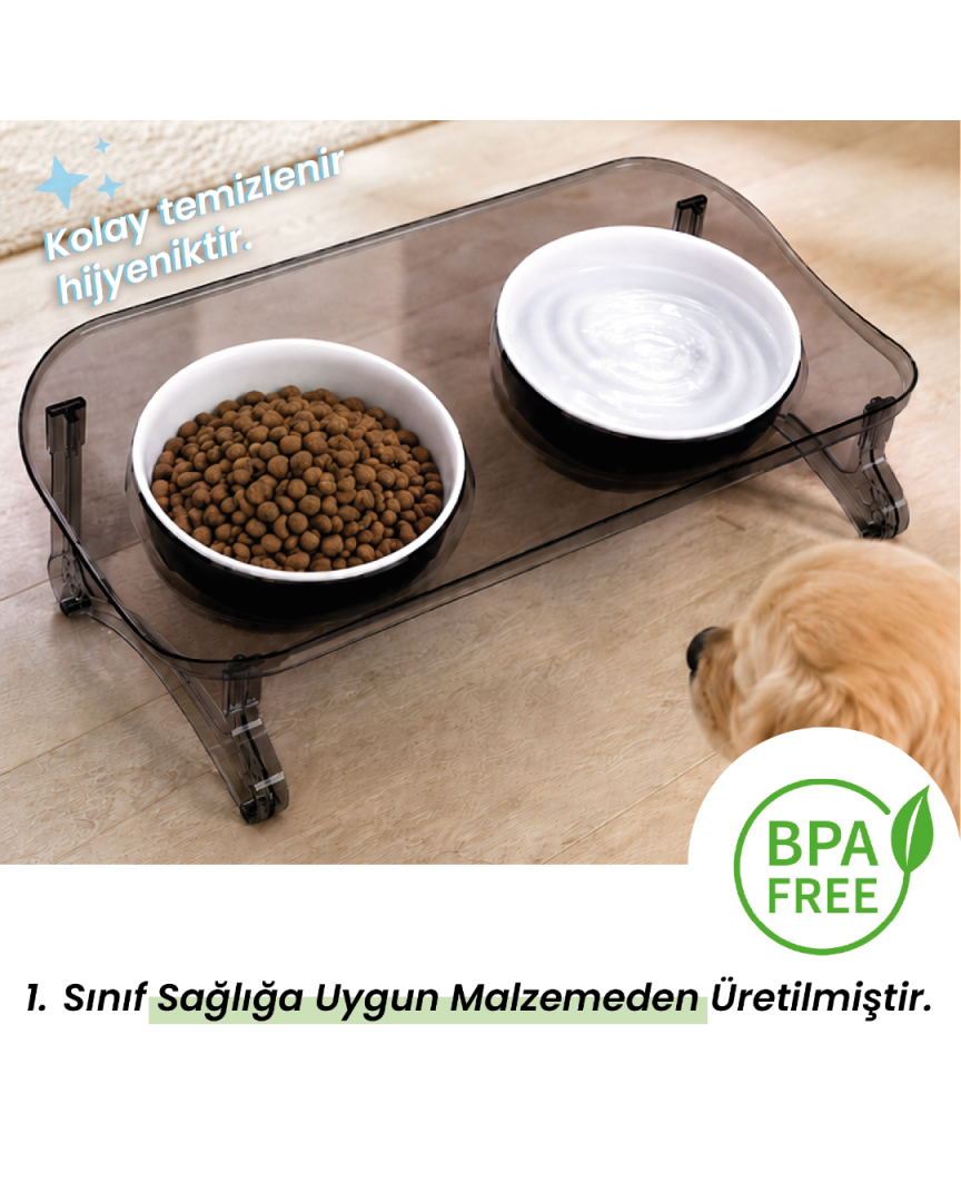 Kedi Mama Kabı, Kedi Köpek Mama ve Su Kabı, Çift Kaseli 15° Eğimli Yükseltilmiş Mama Kabı Kedi Mama Kabı, Kedi Köpek Mama ve Su Kabı, Çift Kaseli 15° Eğimli Yükseltilmiş Mama Kabı